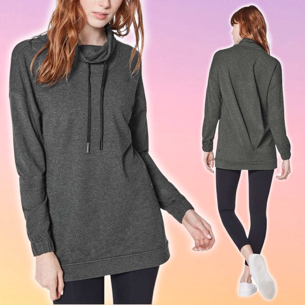 LULULEMON Twisted & Tucked Long Sleeve Size 4 Heathered Mod Black
